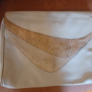 Tan I Leather/Suede Clutch